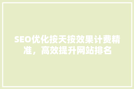 SEO优化按天按效果计费精准，高效提升网站排名