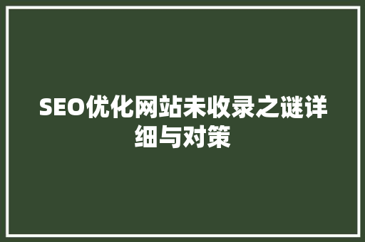 SEO优化网站未收录之谜详细与对策