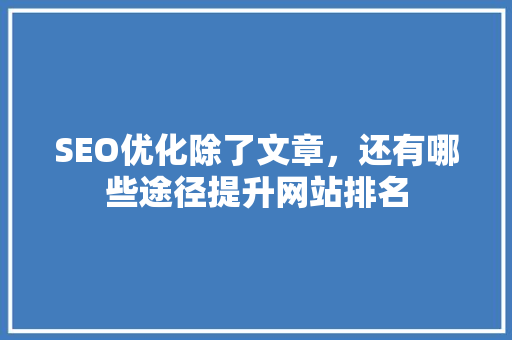 SEO优化除了文章，还有哪些途径提升网站排名