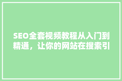SEO全套视频教程从入门到精通，让你的网站在搜索引擎中脱颖而出