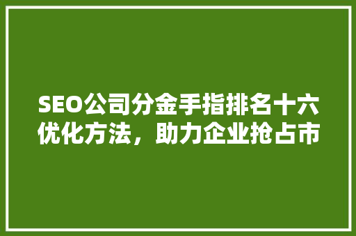 SEO公司分金手指排名十六优化方法，助力企业抢占市场先机