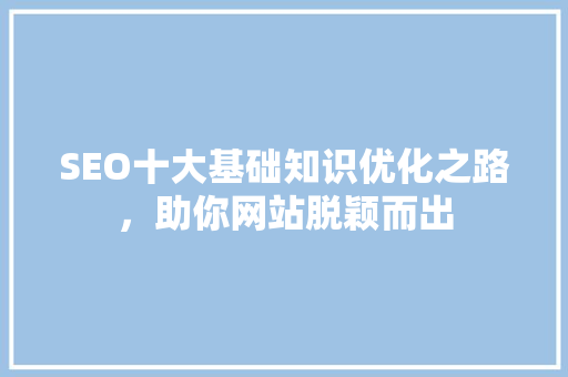 SEO十大基础知识优化之路，助你网站脱颖而出
