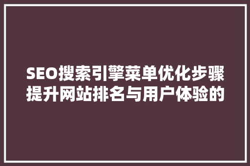 SEO搜索引擎菜单优化步骤提升网站排名与用户体验的方法