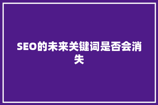 SEO的未来关键词是否会消失