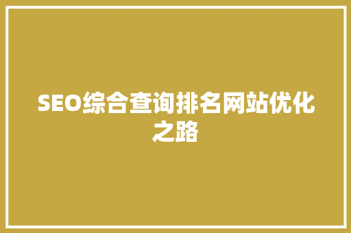 SEO综合查询排名网站优化之路