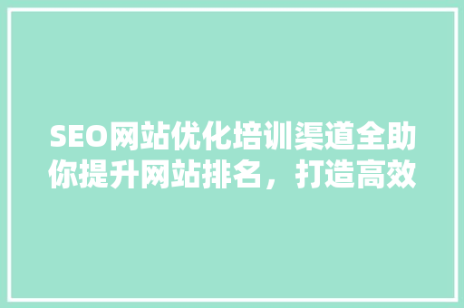 SEO网站优化培训渠道全助你提升网站排名，打造高效营销步骤