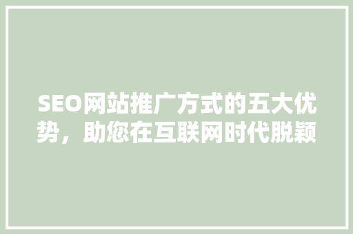 SEO网站推广方式的五大优势，助您在互联网时代脱颖而出