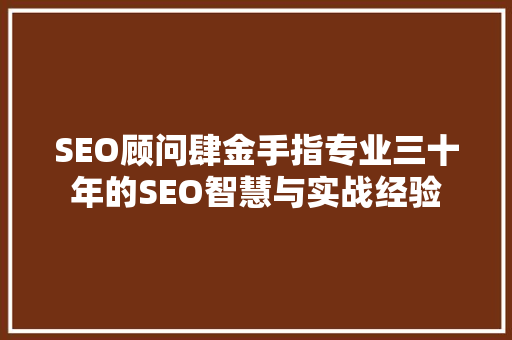 SEO顾问肆金手指专业三十年的SEO智慧与实战经验