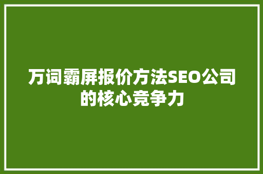 万词霸屏报价方法SEO公司的核心竞争力