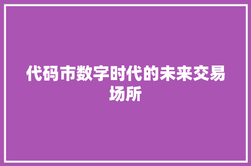 代码市数字时代的未来交易场所
