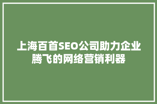 上海百首SEO公司助力企业腾飞的网络营销利器