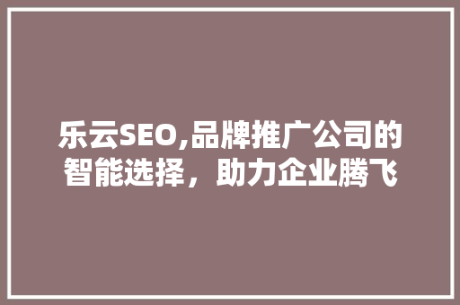 乐云SEO,品牌推广公司的智能选择，助力企业腾飞