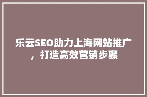乐云SEO助力上海网站推广，打造高效营销步骤