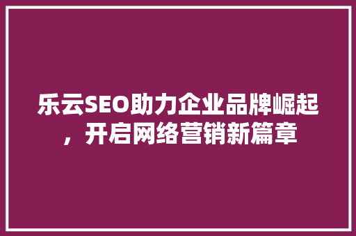 乐云SEO助力企业品牌崛起，开启网络营销新篇章