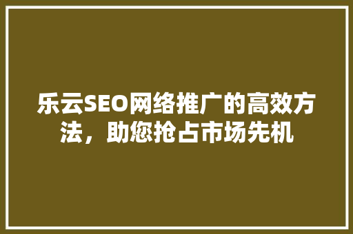乐云SEO网络推广的高效方法，助您抢占市场先机