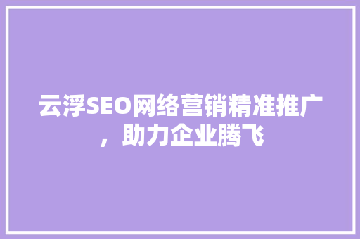 云浮SEO网络营销精准推广，助力企业腾飞