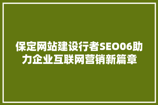 保定网站建设行者SEO06助力企业互联网营销新篇章