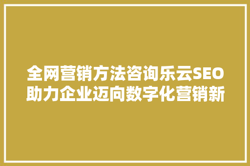 全网营销方法咨询乐云SEO助力企业迈向数字化营销新篇章