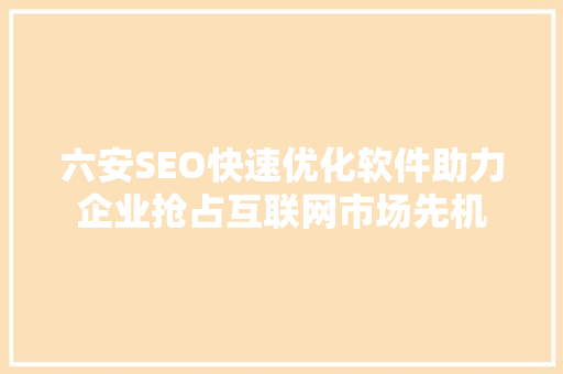 六安SEO快速优化软件助力企业抢占互联网市场先机