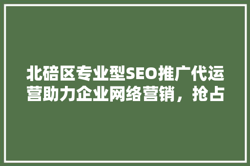 北碚区专业型SEO推广代运营助力企业网络营销，抢占市场先机