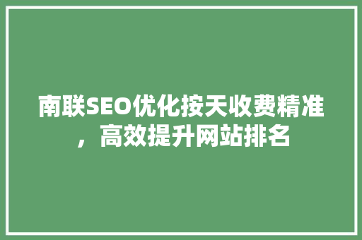 南联SEO优化按天收费精准，高效提升网站排名