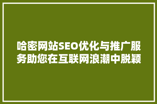哈密网站SEO优化与推广服务助您在互联网浪潮中脱颖而出