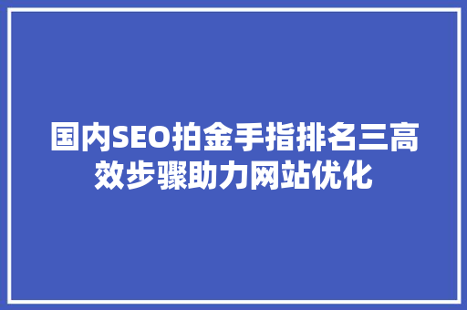 国内SEO拍金手指排名三高效步骤助力网站优化