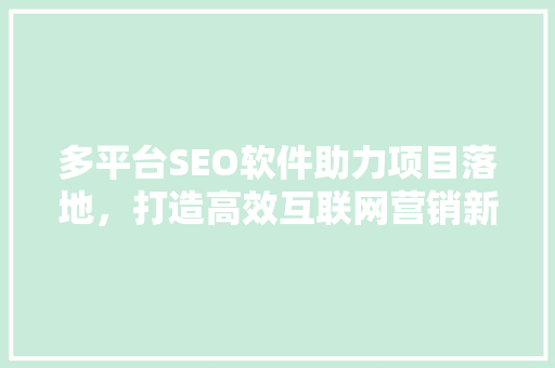 多平台SEO软件助力项目落地，打造高效互联网营销新生态