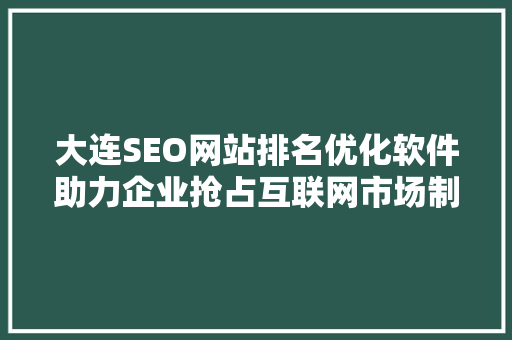 大连SEO网站排名优化软件助力企业抢占互联网市场制高点