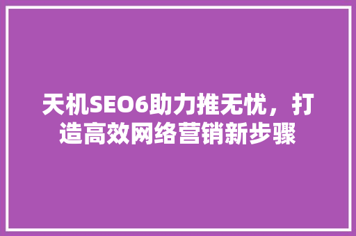 天机SEO6助力推无忧，打造高效网络营销新步骤