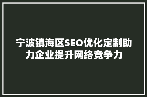 宁波镇海区SEO优化定制助力企业提升网络竞争力