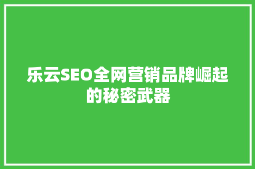 乐云SEO全网营销品牌崛起的秘密武器