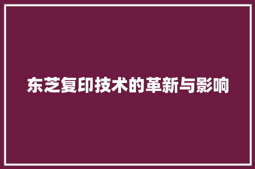 东芝复印技术的革新与影响