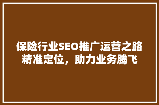 保险行业SEO推广运营之路精准定位，助力业务腾飞