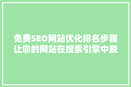 免费SEO网站优化排名步骤让您的网站在搜索引擎中脱颖而出