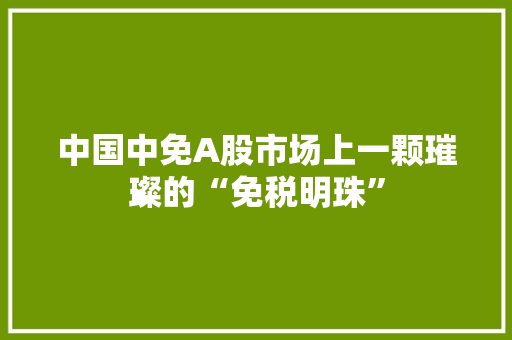 中国中免A股市场上一颗璀璨的“免税明珠”