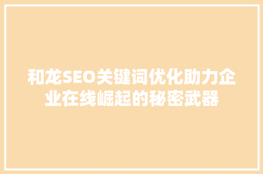 和龙SEO关键词优化助力企业在线崛起的秘密武器