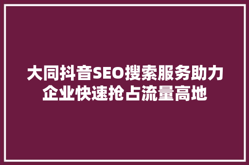 大同抖音SEO搜索服务助力企业快速抢占流量高地  第1张