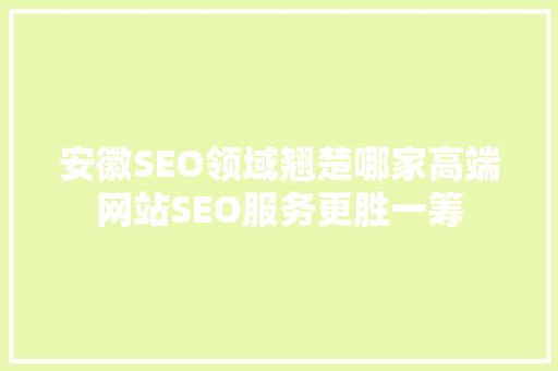 安徽SEO领域翘楚哪家高端网站SEO服务更胜一筹
