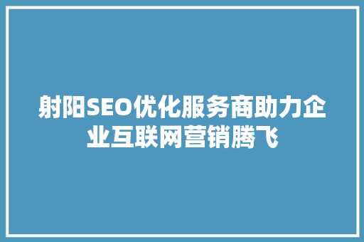 射阳SEO优化服务商助力企业互联网营销腾飞