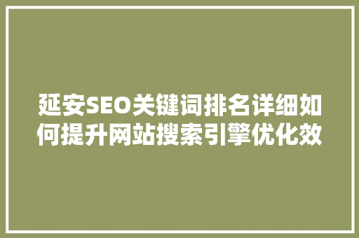 延安SEO关键词排名详细如何提升网站搜索引擎优化效果
