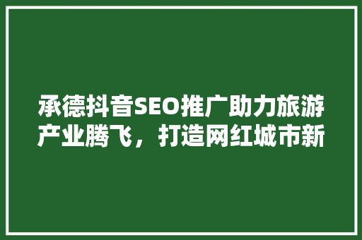 承德抖音SEO推广助力旅游产业腾飞，打造网红城市新名片