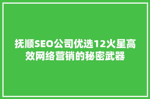 抚顺SEO公司优选12火星高效网络营销的秘密武器
