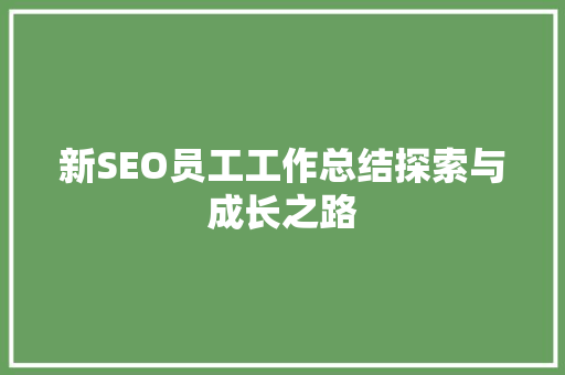 新SEO员工工作总结探索与成长之路  第1张
