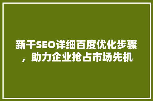 新干SEO详细百度优化步骤，助力企业抢占市场先机
