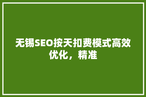 无锡SEO按天扣费模式高效优化，精准