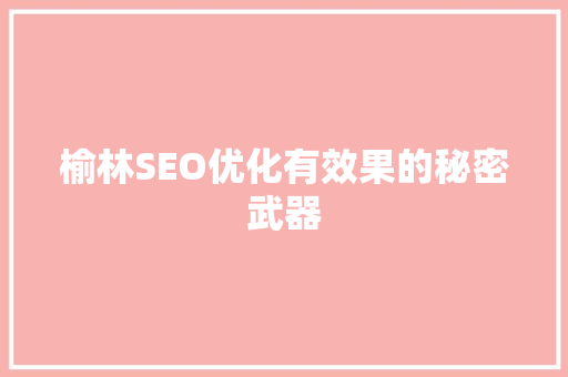 榆林SEO优化有效果的秘密武器