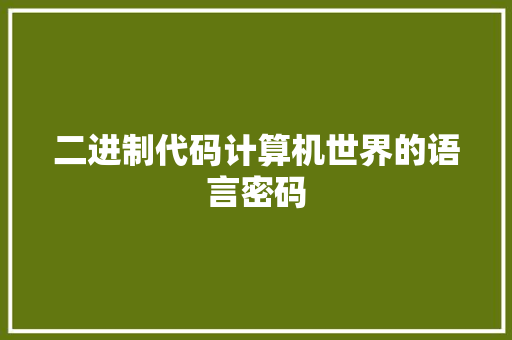 二进制代码计算机世界的语言密码