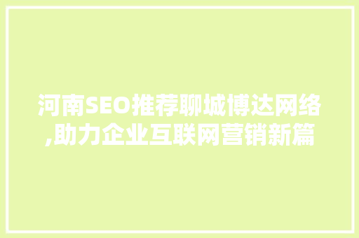 河南SEO推荐聊城博达网络,助力企业互联网营销新篇章