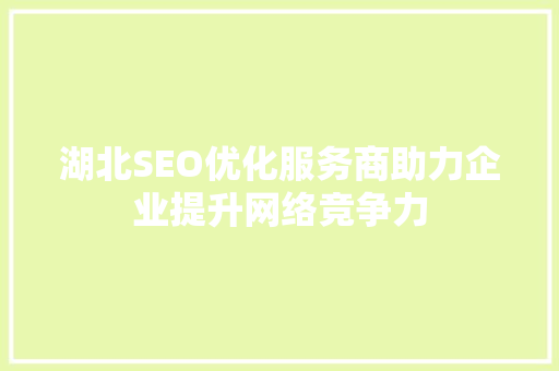 湖北SEO优化服务商助力企业提升网络竞争力